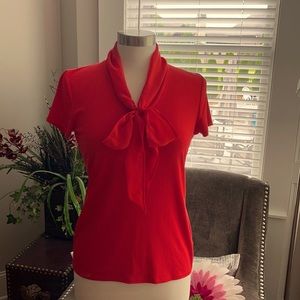 Talbots Sz Sp lipstick red attached neck scarf EUC